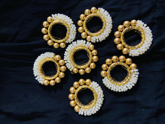 Half golden and white pearl ring