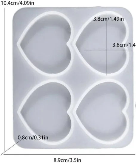 4 cavity heart and keychain pendant mould