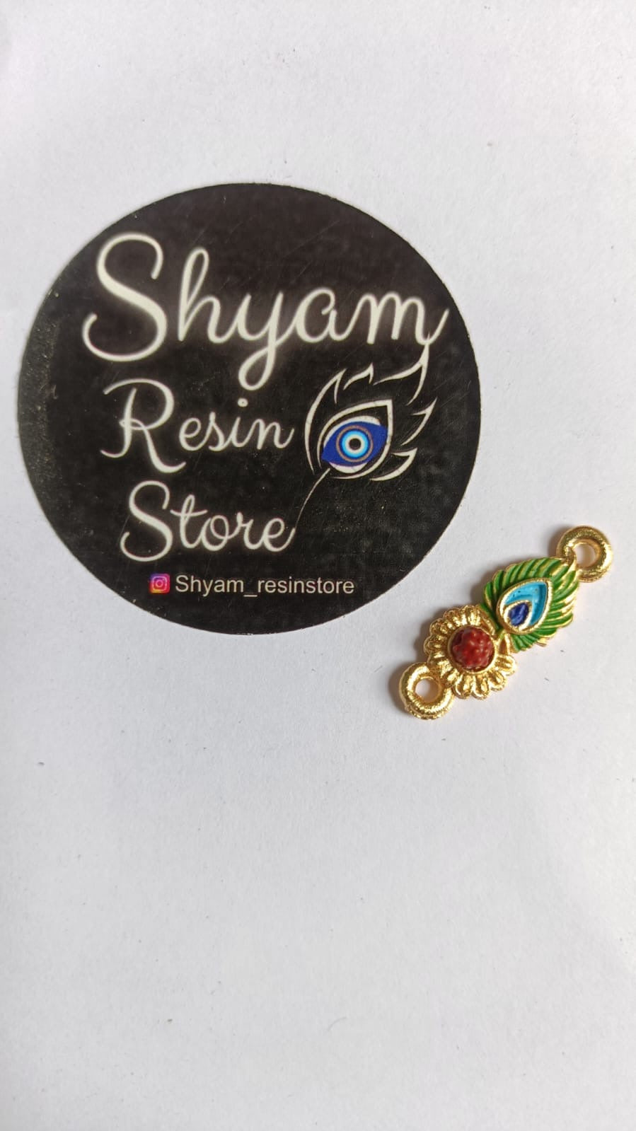 Peacock Rudraksha feather charm